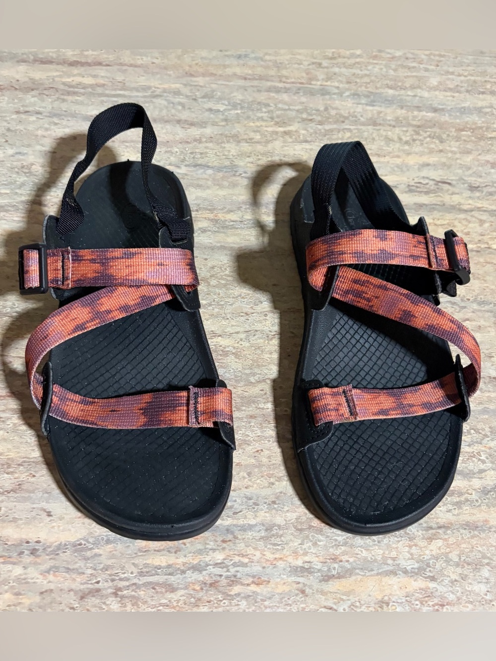Chaco Sandals with Tie Dye Patterned and Black Straps